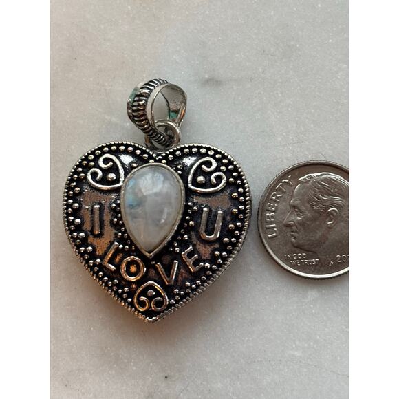 10359 925 Silver Moonstone Heart Pendant - Picture 3 of 7
